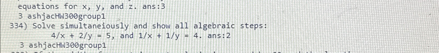 Solved Solve simultaneiously and show all algebraic | Chegg.com