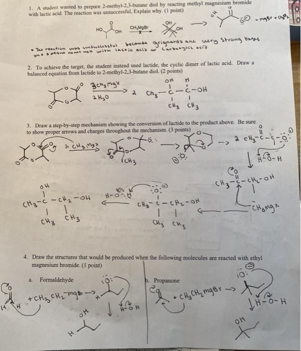 Solved 1 A Student Wanted To Prepare 2 Methyl 2 3 Butane Chegg Com