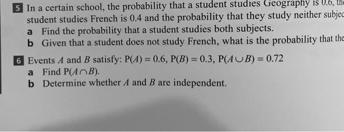 Solved 5 In a certain school, the probability that a student | Chegg.com