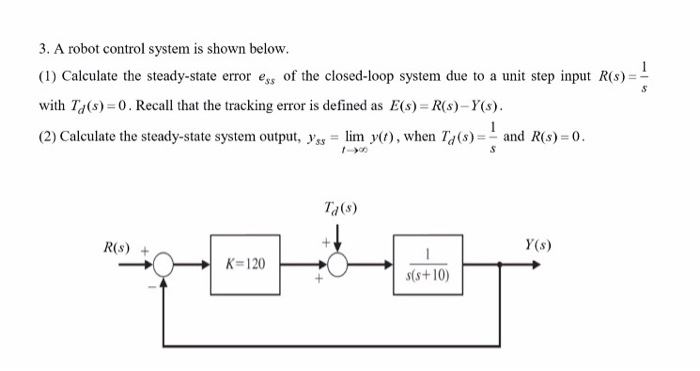 Solved 3. A robot control system is shown below. (1) | Chegg.com