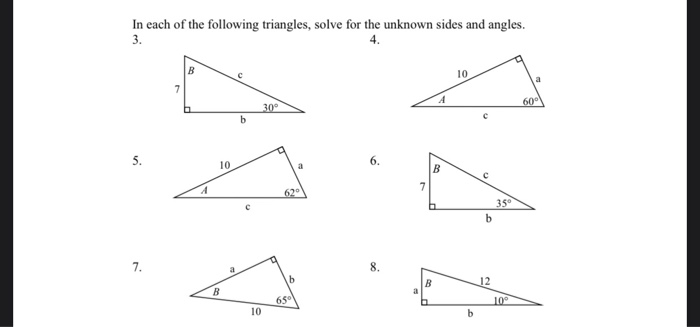 Solved In Each Of The Following Triangles Solve For The Chegg Com