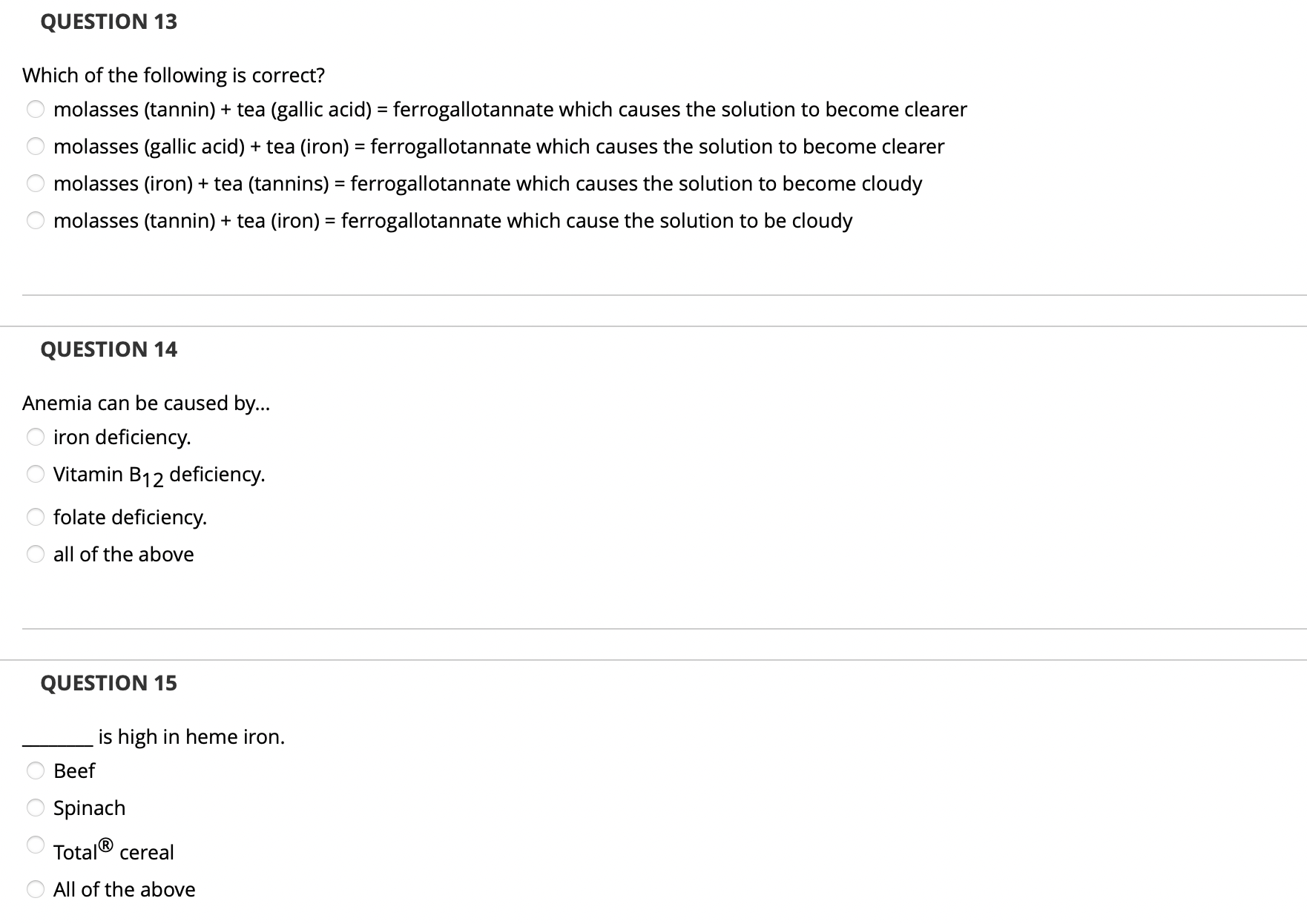 Solved QUESTION 13Which of the following is correct?molasses | Chegg.com