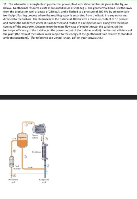 Solved 11. The schematic of a single-flash geothermal power | Chegg.com
