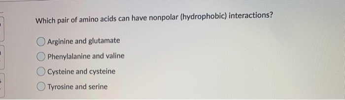 nonpolar hydrophobic amino acids