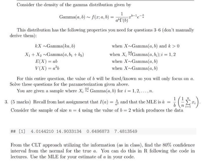 Solved Consider The Density Of The Gamma Distribution Giv Chegg Com