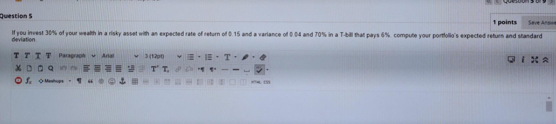 Solved Question 5 1 points Save Answe If you invest 30% of | Chegg.com