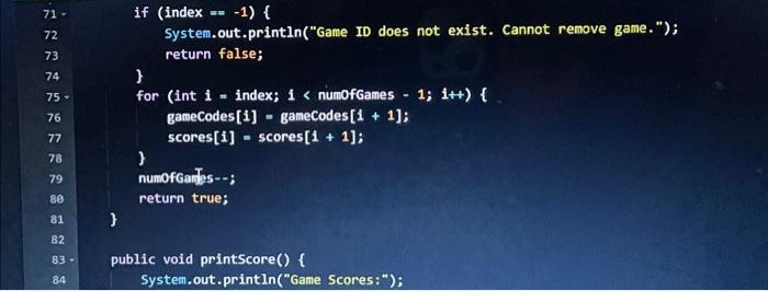 Solved public boolean addGameScore(String gameCode, int | Chegg.com