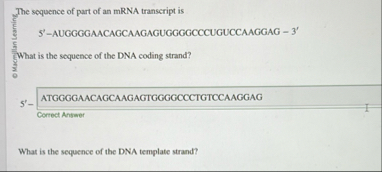 Solved The sequence of part of an mRNA transcript | Chegg.com