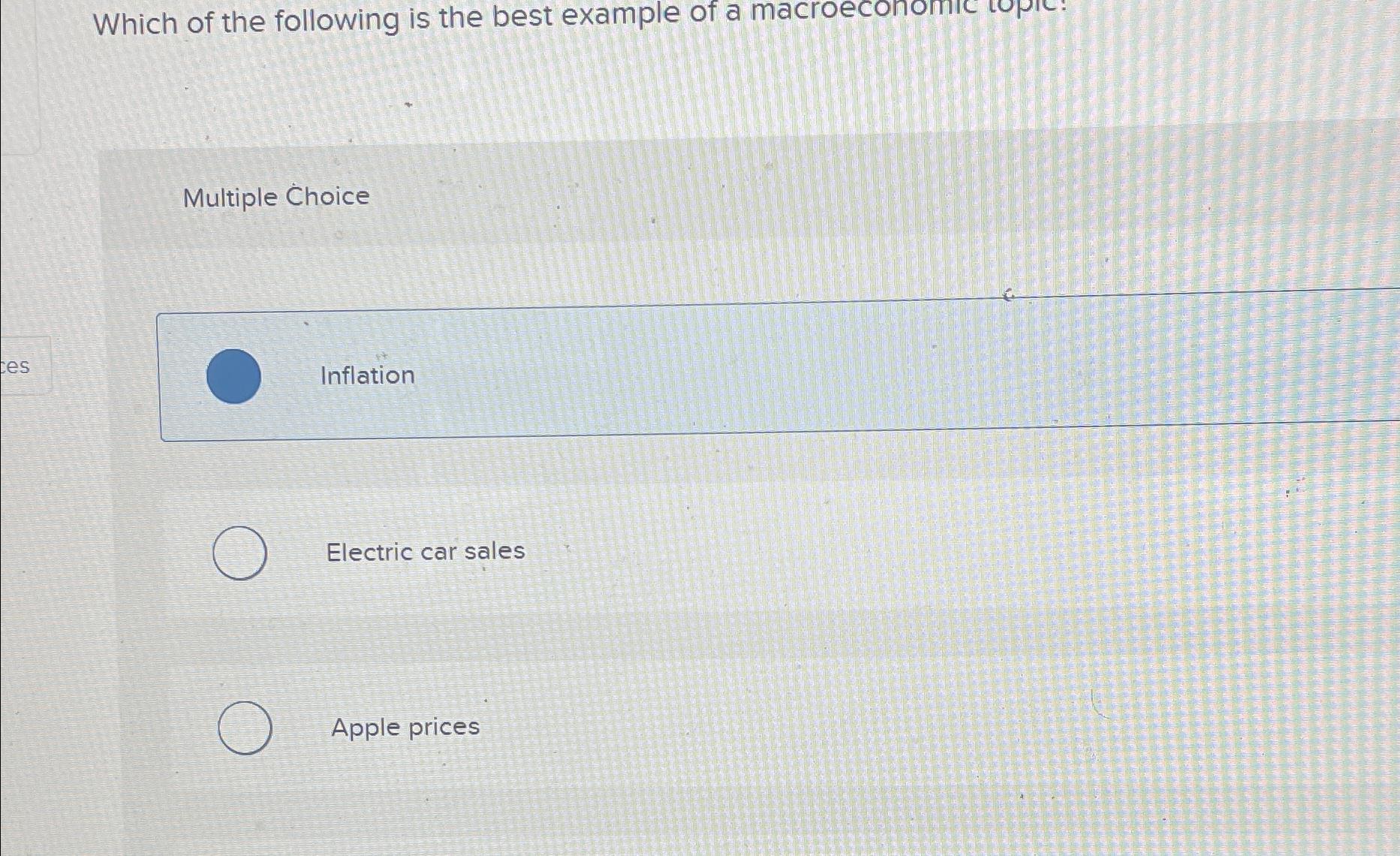 Solved Which of the following is the best example of a