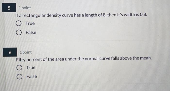 Solved 5 1 point If a rectangular density curve has a length | Chegg.com