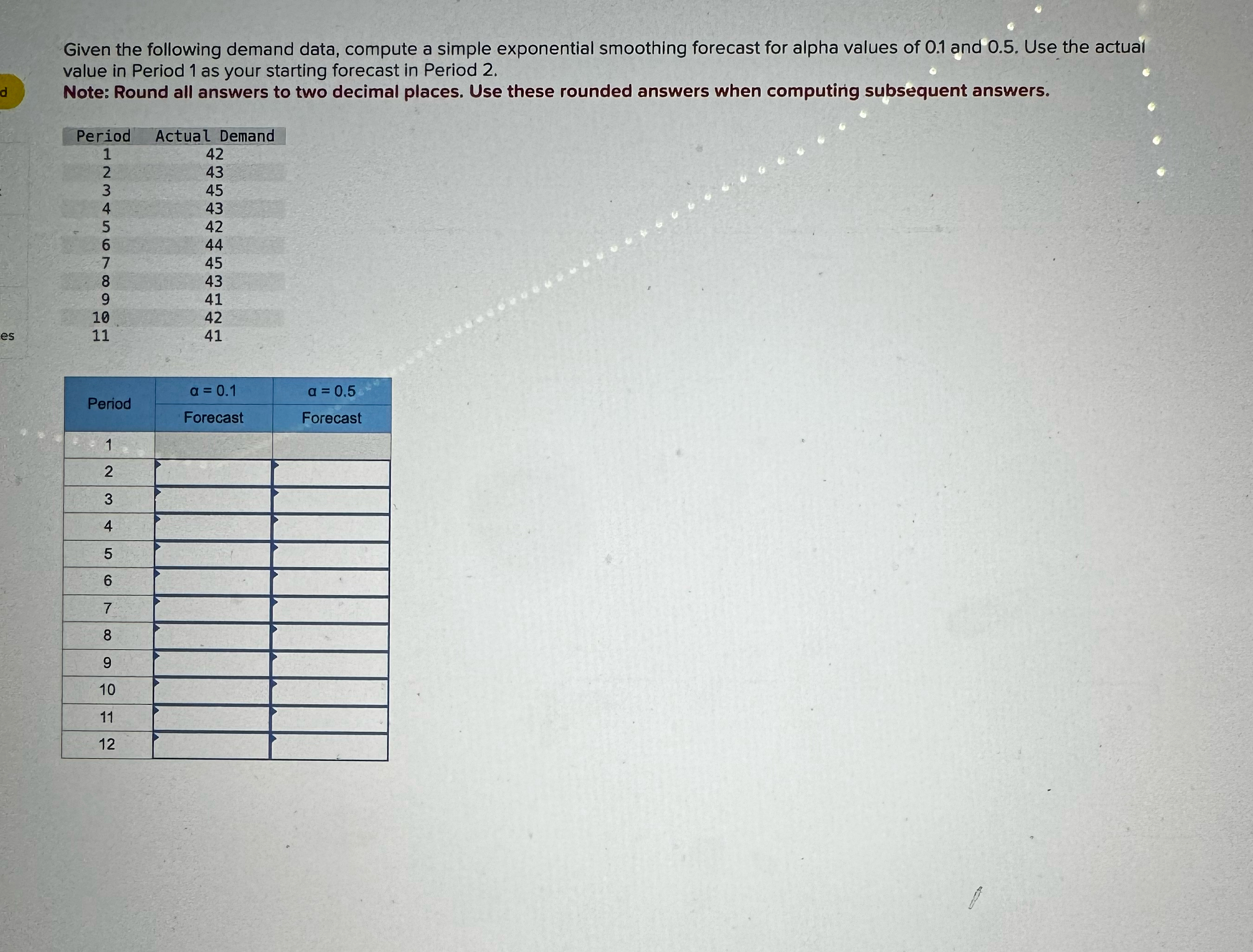 Solved Given the following demand data, compute a simple | Chegg.com