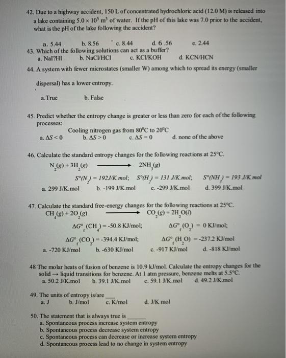 Solved 42 Due To A Highway Accident 150 L Of Concentrat Chegg Com