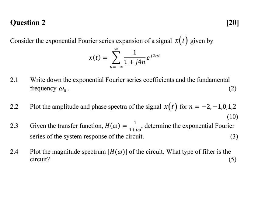 Solved Consider The Exponential Fourier Series Expansion Of