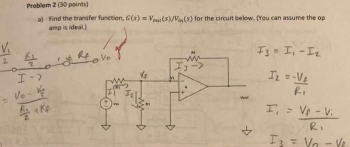 Solved Problem 2 (30 points) a) Find the transfer function, | Chegg.com