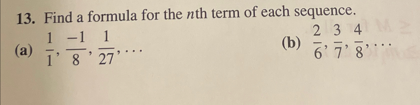 Solved Find a formula for the nth term of each | Chegg.com