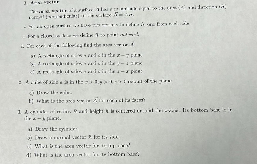 Solved answer 3)ad. ﻿Area vectorThe area vector of a