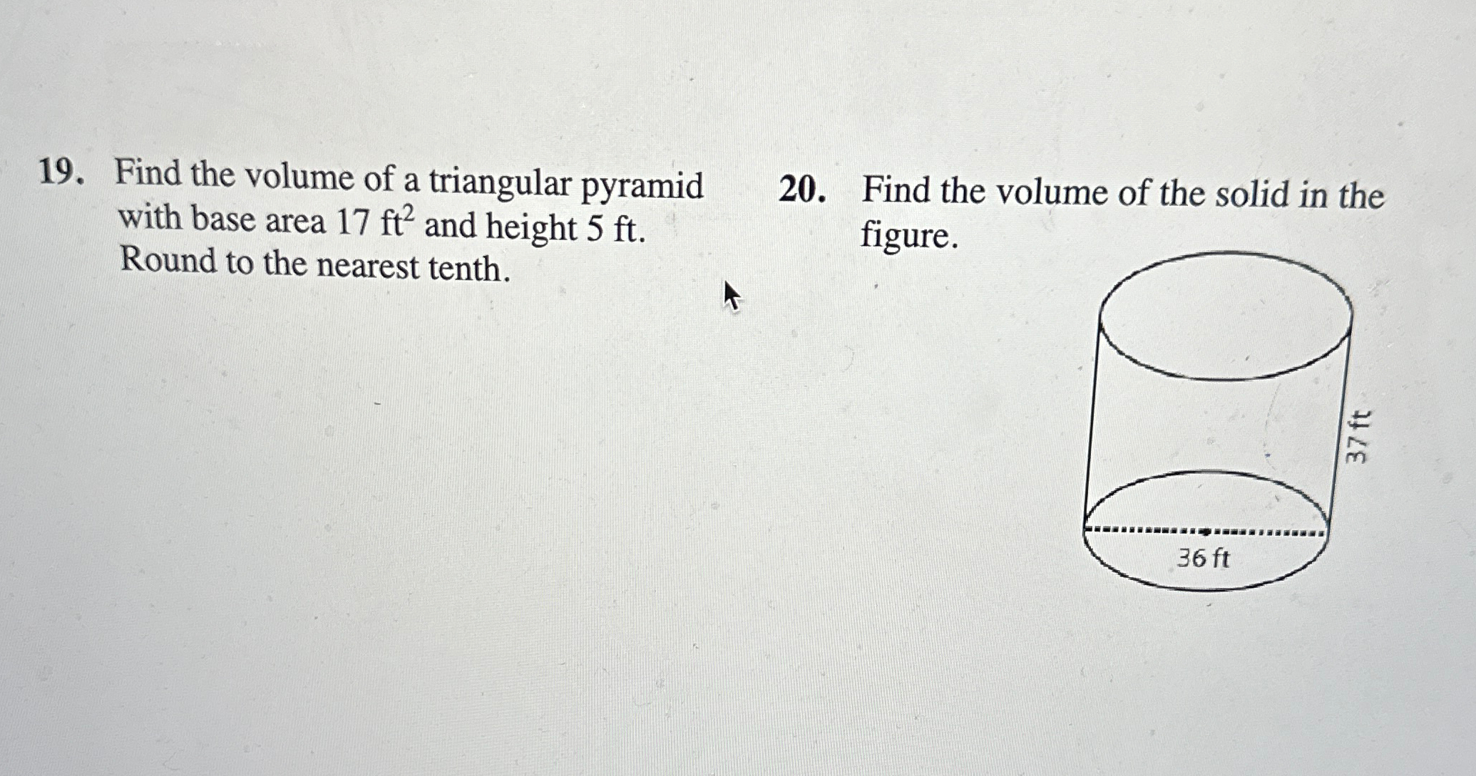 Solved 19.Find the volume of a triangular pyramid with base | Chegg.com