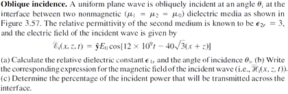 Solved A uniform plane wave is obliquely incident at an | Chegg.com