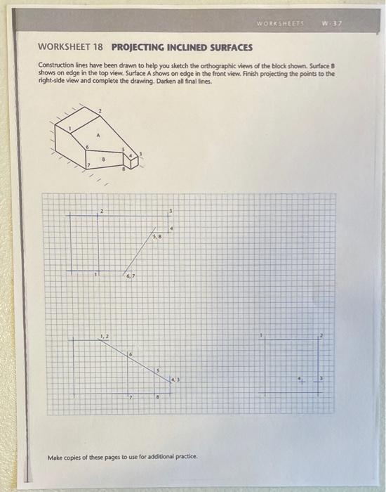 Solved WORKSHEETS W3 WORKSHEET 18 PROJECTING INCLINED | Chegg.com