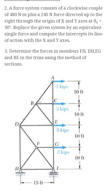 Solved 2 A Force System Consists Of A Clockwise Couple O Chegg Com