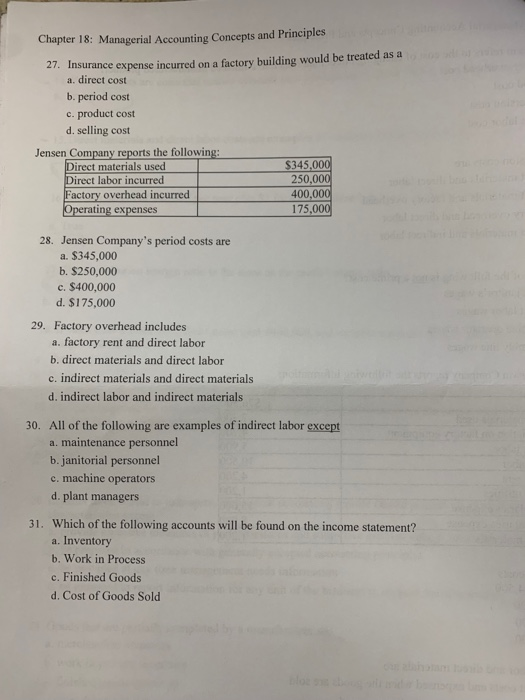 Solved Chapter 18: Managerial Accounting Concepts and | Chegg.com