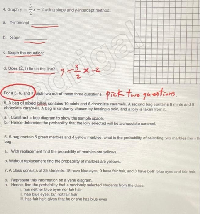 Solved 3 4 Graph Y 3 2 Using Slope And Y Intercept Chegg Com