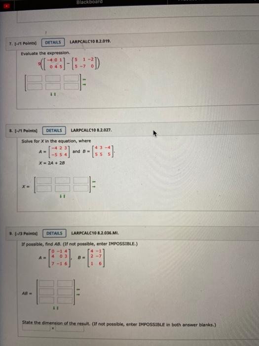 Solved Blackboard DETAILS LARPCALC10 8.2.019. 7. 1-/1 | Chegg.com