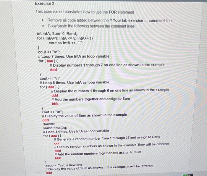 Solved This exercise demonstrates how to use the FOR | Chegg.com