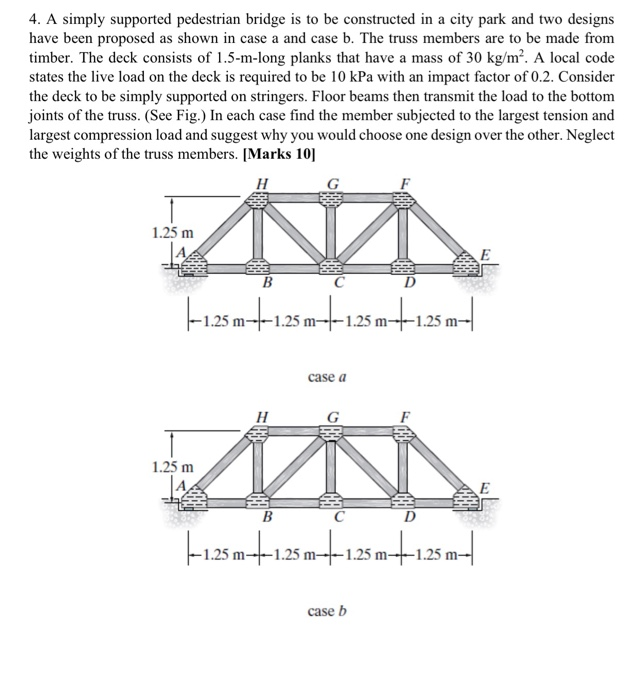 Solved 4. A simply supported pedestrian bridge is to be | Chegg.com