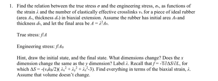 Solved 1. Find the relation between the true stress o and | Chegg.com
