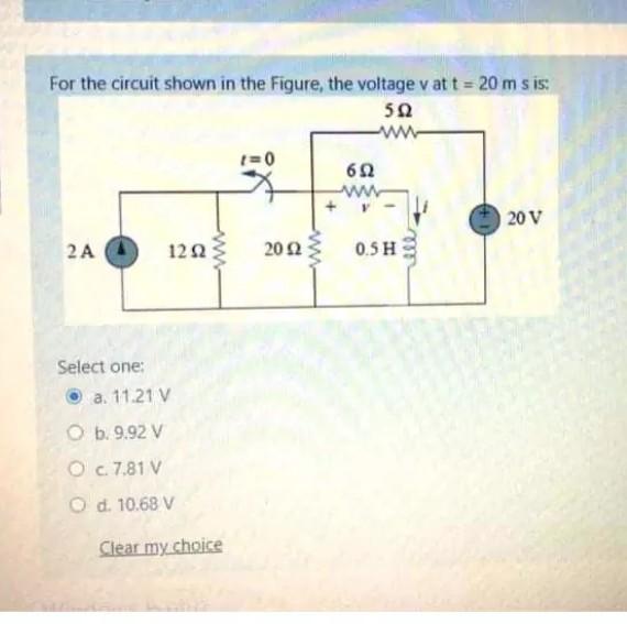 Solved For the circuit shown in the Figure, the voltage v at | Chegg.com