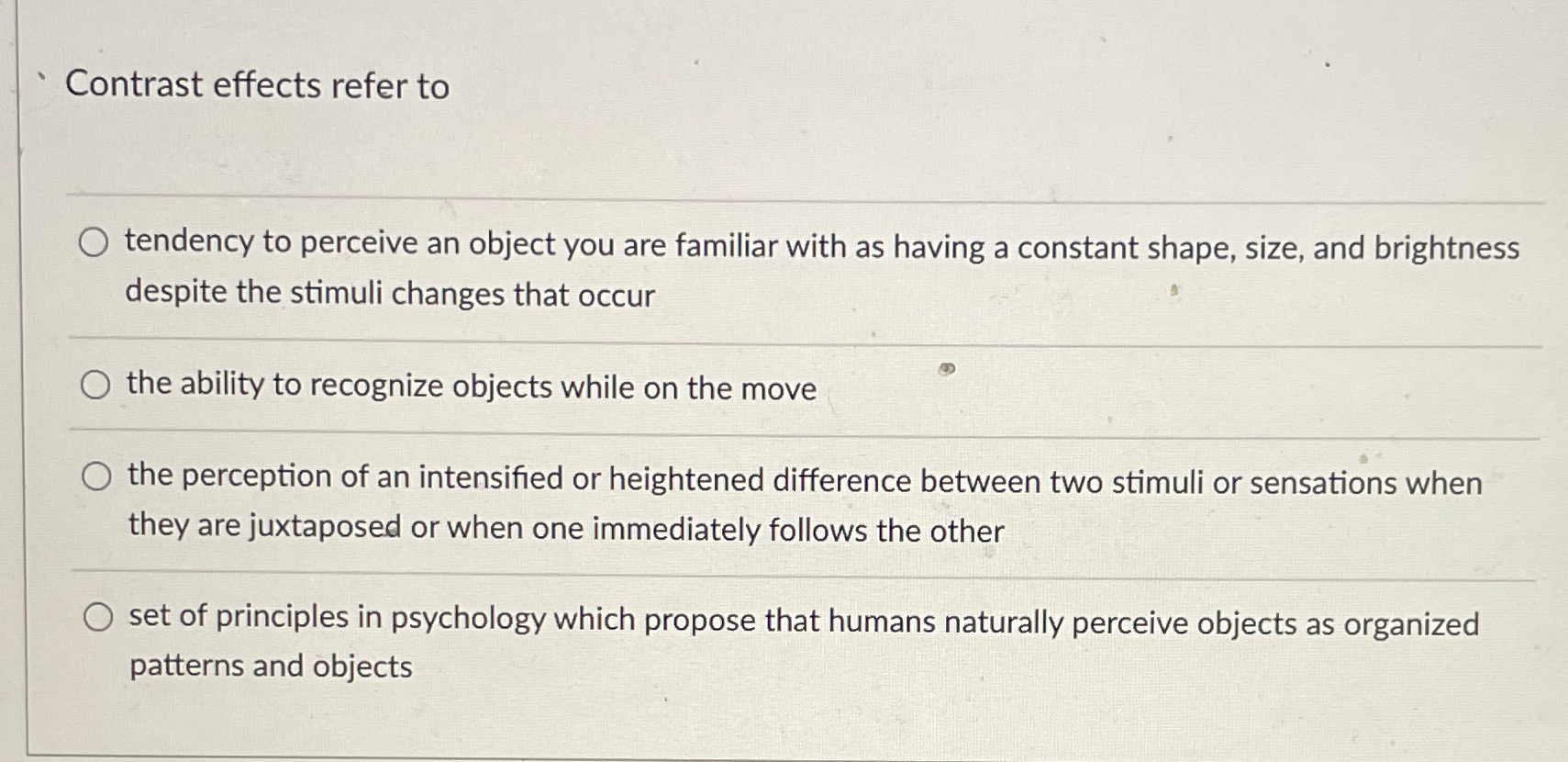 Solved Contrast effects refer totendency to perceive an | Chegg.com