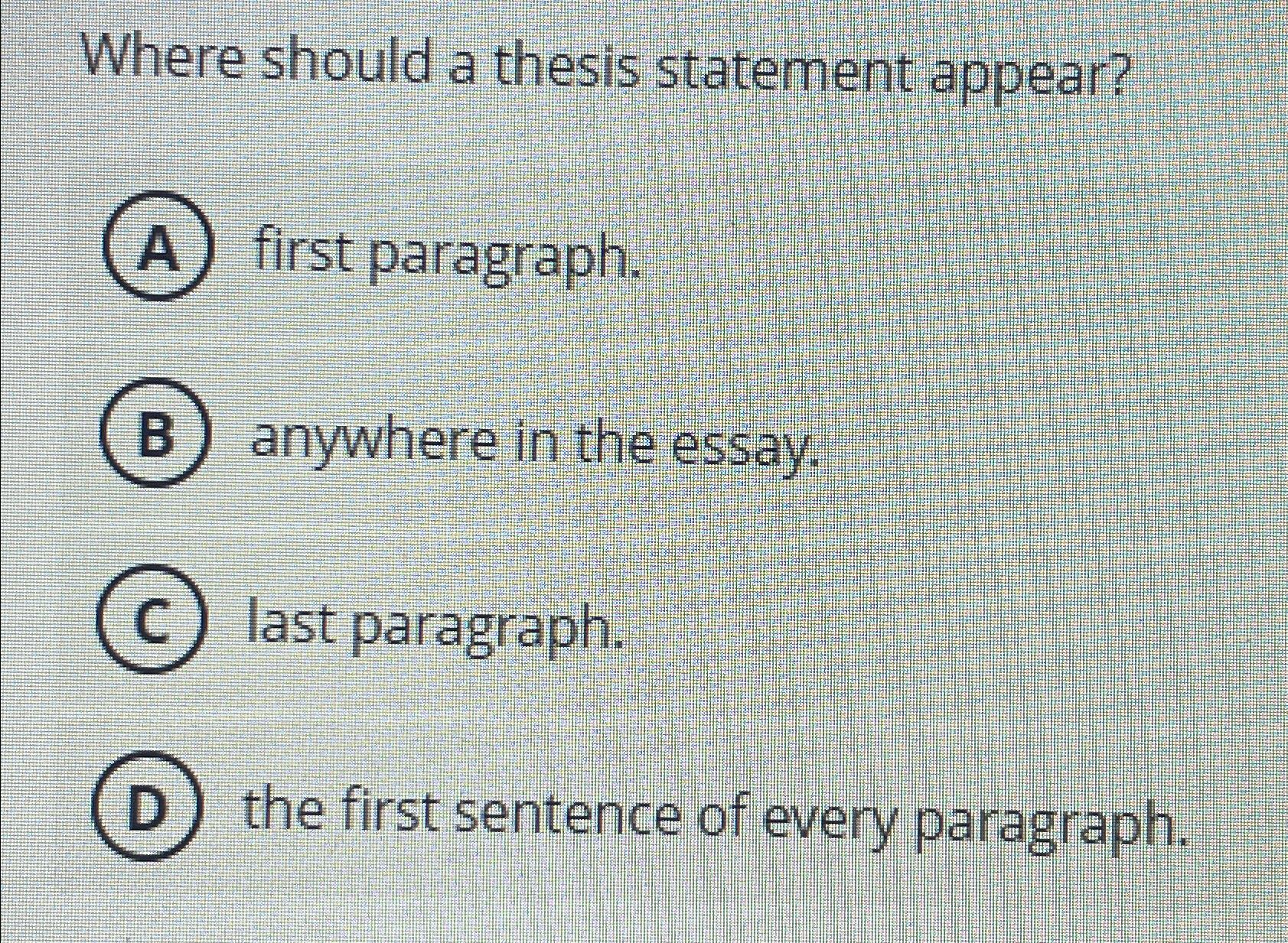 should your thesis be the first sentence