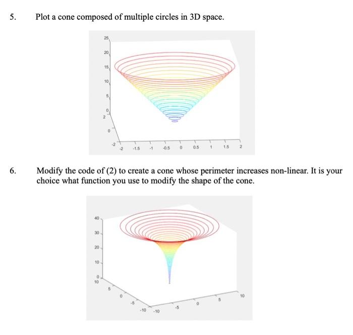 Solved . 5. Plot a cone composed of multiple circles in 3D | Chegg.com