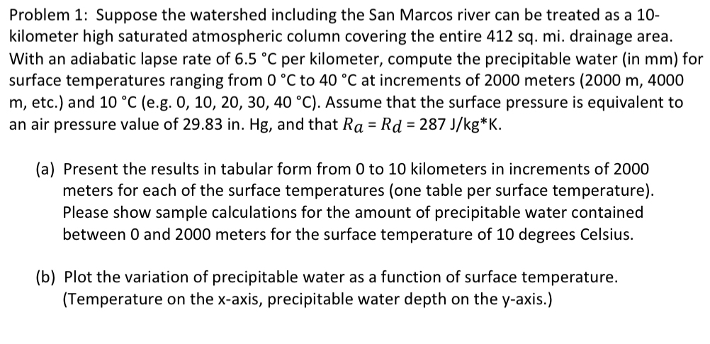 Solved Problem 1: Suppose the watershed including the San | Chegg.com