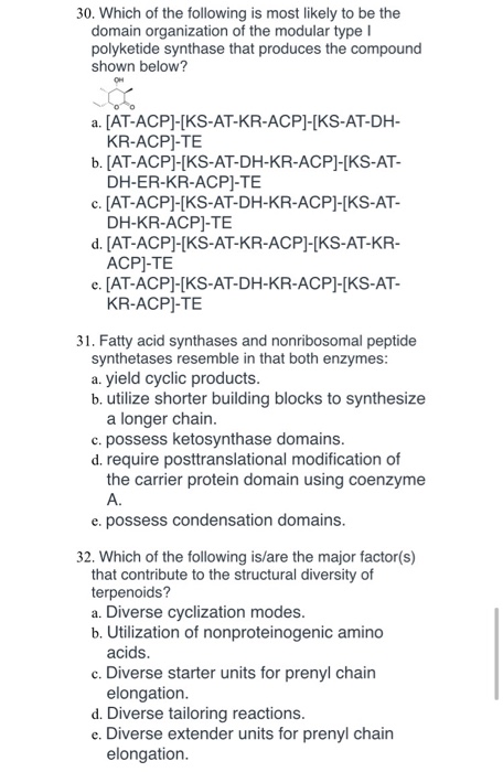 Solved 30. Which of the following is most likely to be the | Chegg.com