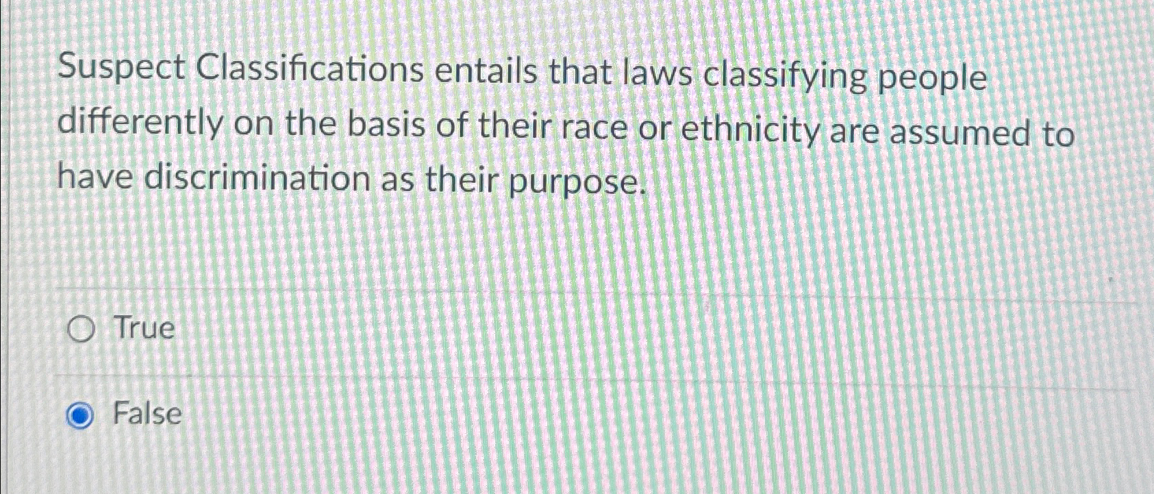 Solved Suspect Classifications entails that laws classifying