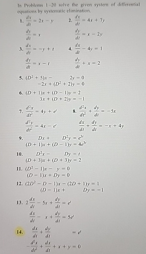 Solved In Problems 1-20 ﻿solve the given system of | Chegg.com