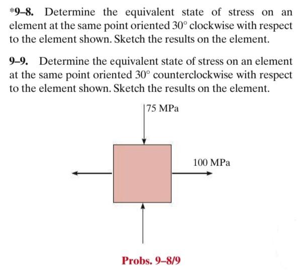 Solved *9-8. Determine the equivalent state of stress on an | Chegg.com