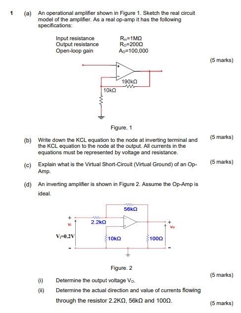 Solved 1 (a) An operational amplifier shown in Figure 1. | Chegg.com