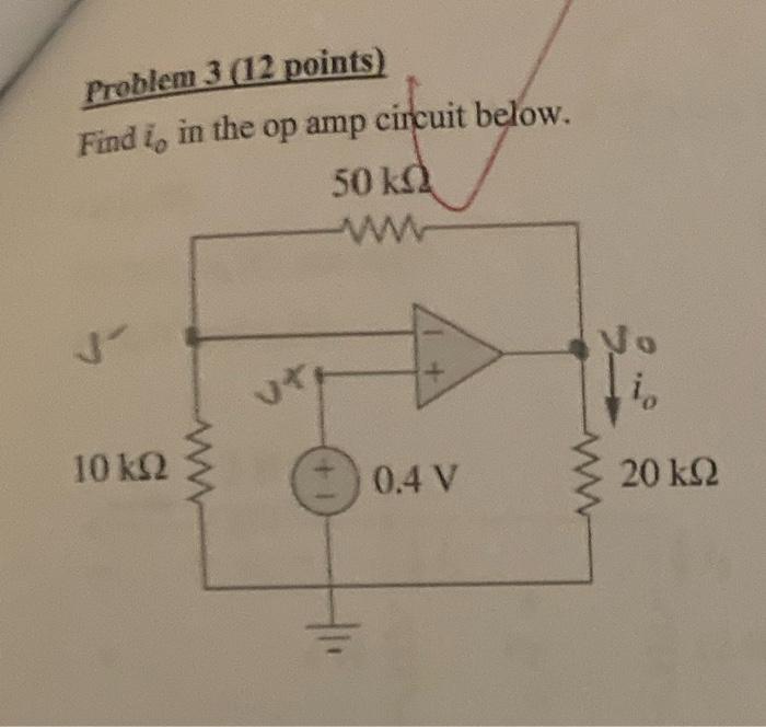 Solved Problem 3 (12 points) Find i. in the op amp circuit | Chegg.com