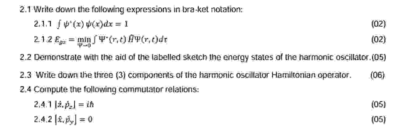 Solved 2.1 ﻿Write down the following expressions in bra-ket | Chegg.com