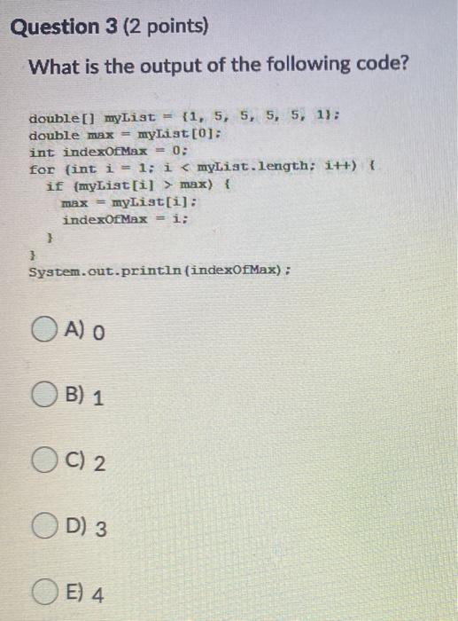 Solved Question 1 (2 points) Analyze the following code: | Chegg.com