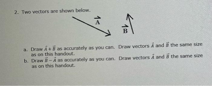 Solved 2. Two Vectors Are Shown Below. A. Draw A+B As | Chegg.com