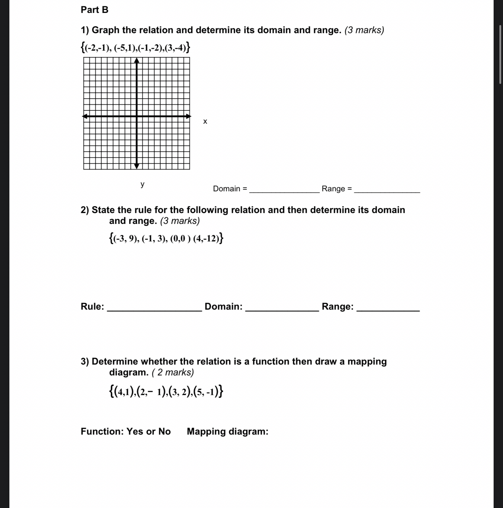 Solved Part BGraph the relation and determine its domain and | Chegg.com