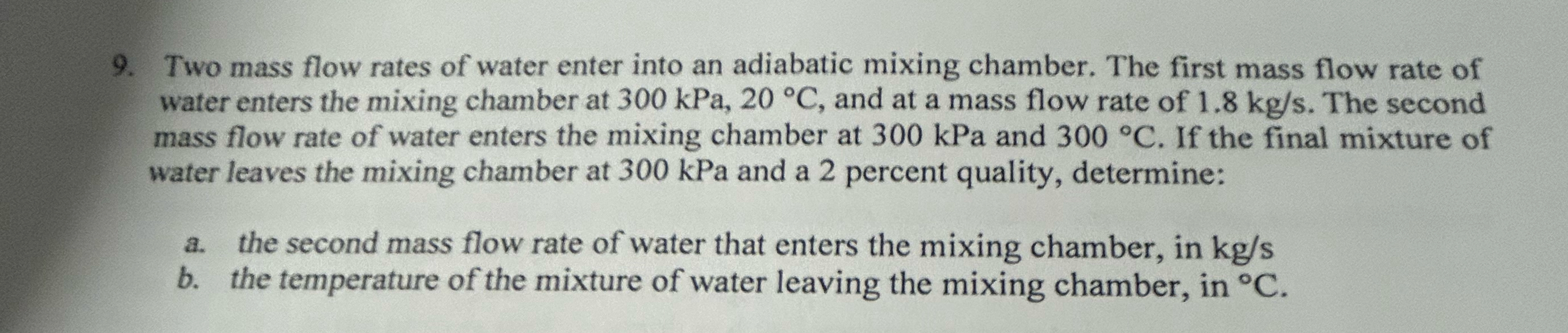 Solved Two mass flow rates of water enter into an adiabatic | Chegg.com