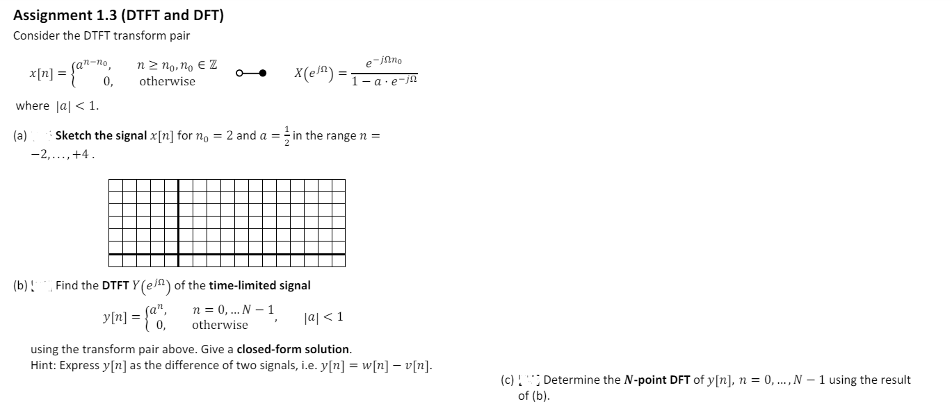 Solved Assignment 1.3 (DTFT and DFT)Consider the DTFT | Chegg.com