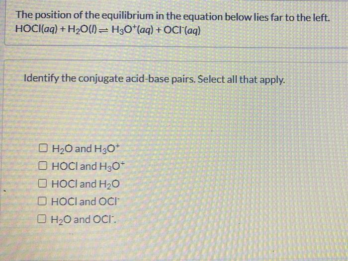 Solved The position of the equilibrium in the equation below