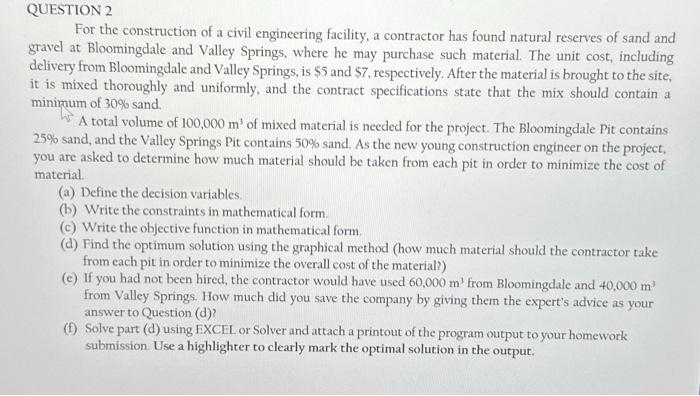Solved For the construction of a civil engineering facility, | Chegg.com