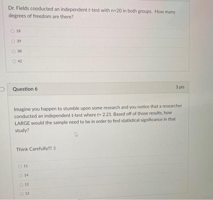 Solved Imagine You Conduct An Independent T test To See If Chegg